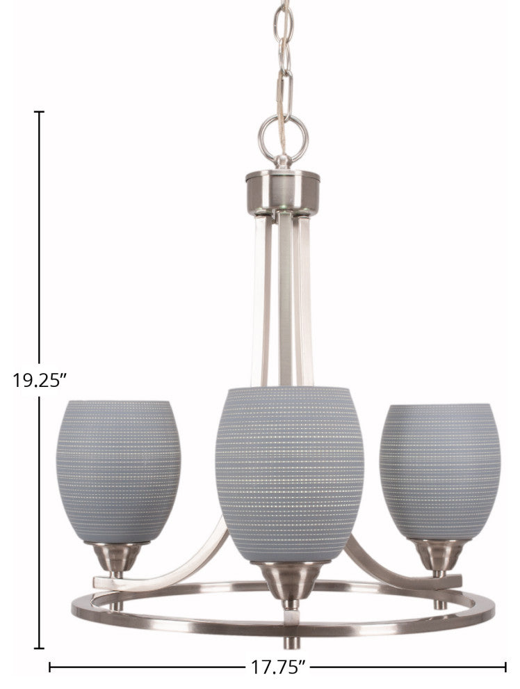 Paramount Uplight 3-Light Chandelier, Brushed Nickel, 5" Gray Matrix Glass