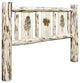 Montana Collection Twin Headboard w/ Laser Engraved Pine Design, Ready to Finish