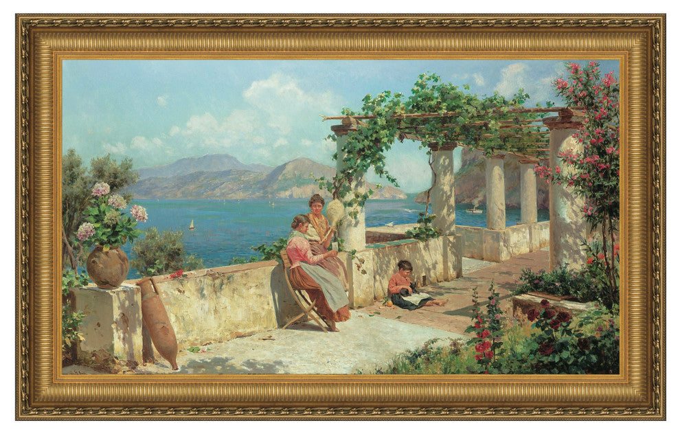 "Figures on a Terrace in Capri" Stretched Canvas Replica, 20.5"x15.5"