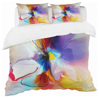 Creative Flower in Multiple Colors Modern Duvet Cover, King