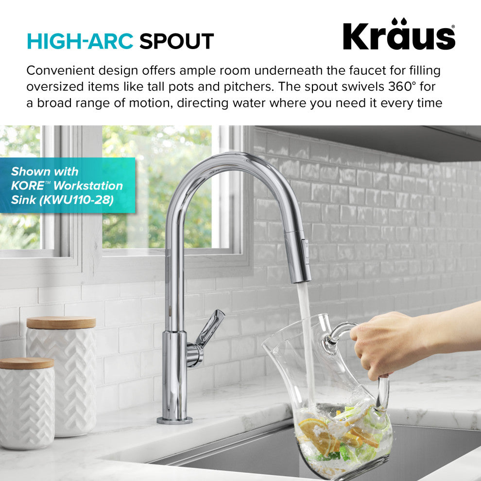 Oletto Pull-Down 1-Hole Kitchen Faucet, Chrome, Model Kpf-2820ch