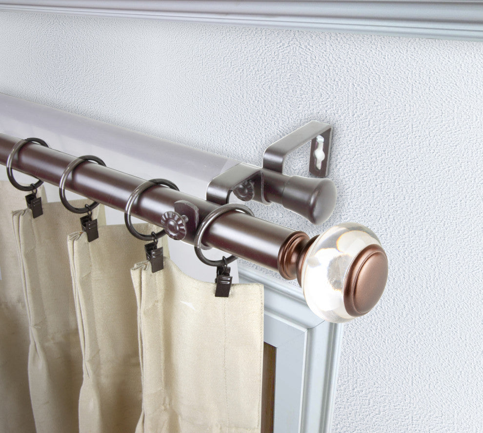 Leilani 1" Diameter Double Curtain Rod, Bronze, 48-84"