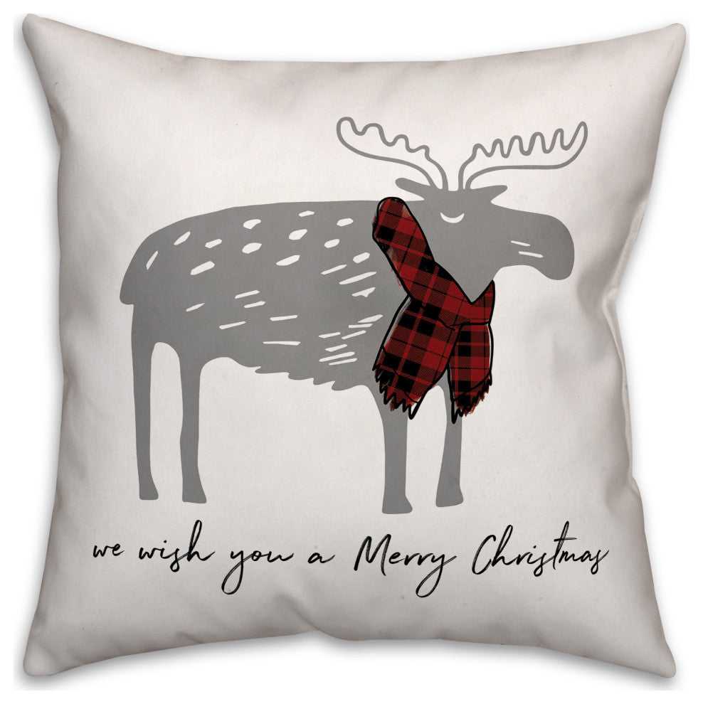 We Wish you a Merry Christmoose 18x18 Spun Poly Pillow