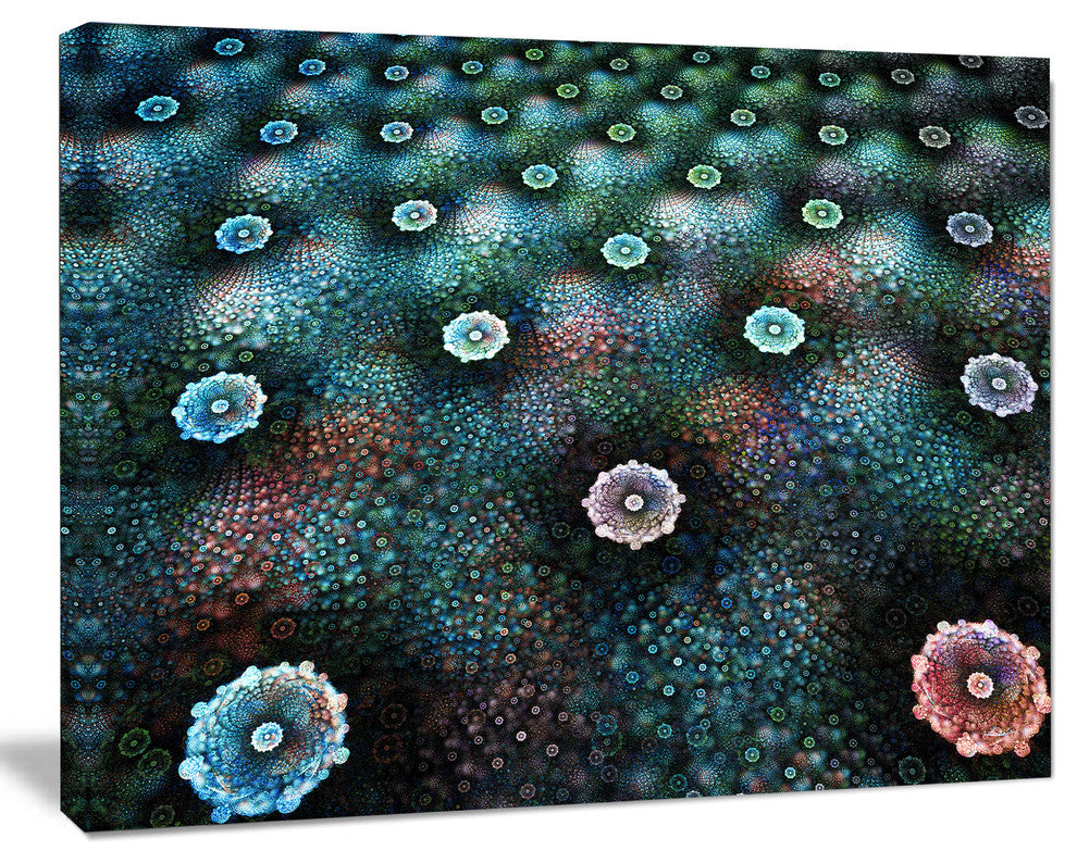 Blue Flowers on Alien Planet, Floral Canvas Art Print, 40"x30"