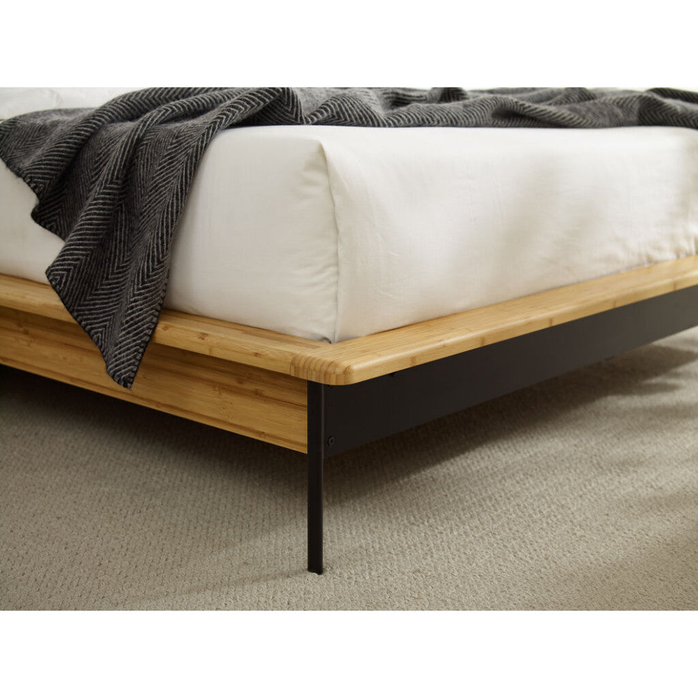 Greenington Santa Cruz King Platform Bed with Fabric | Wheat