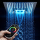 Led 16" Matte Black LED Remote Controlled Rainfall Shower System, 6 Body Jets