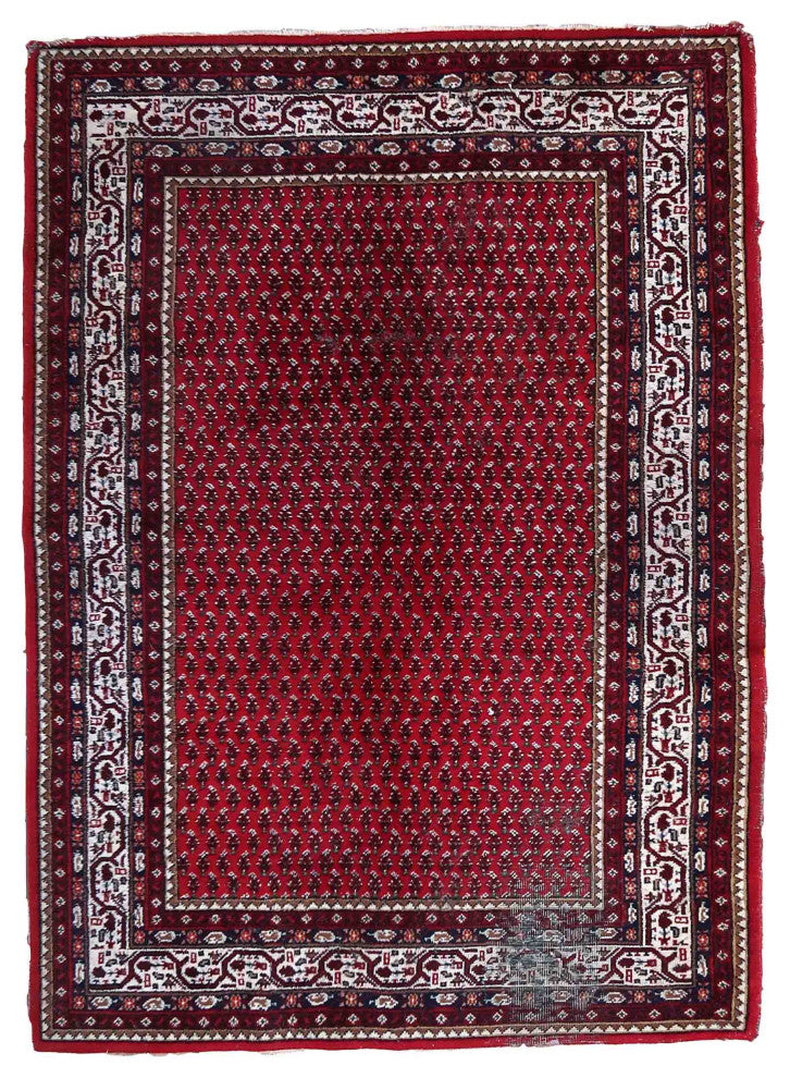Handmade Vintage Indian Seraband Rug 5.7'x7.8', 174cmx240cm 1970s