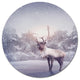 Huge Reindeer Standing In Snow, Animal Round Wall Art, 11"