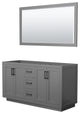 60" Double Bathroom Vanity, Dark Gray, No Countertop, Black Trim, 58" Mirror