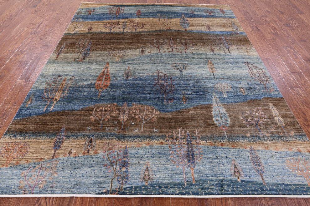 Hand Knotted Tribal Persian Gabbeh Wool Rug 8' 3" X 9' 9" Q9685