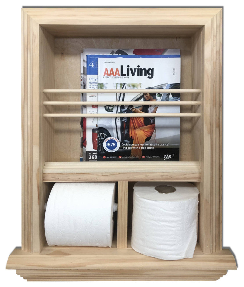 Montclair Combination Toilet Paper Holder Recessed Magazine Rack, Unfinished