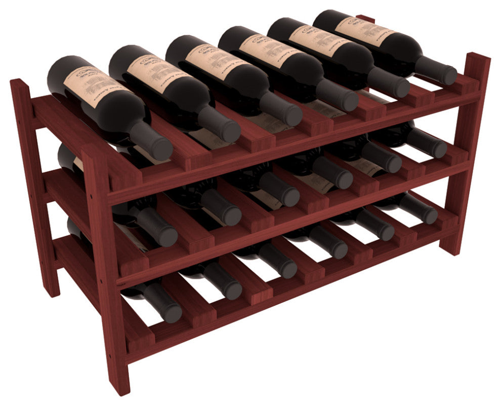 18-Bottle Stackable Wine Rack, Premium Redwood, Cherry Stain
