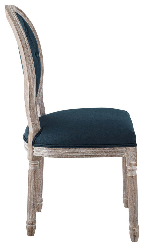 Arise Vintage French Upholstered Fabric Dining Side Chair Natural Light Blue