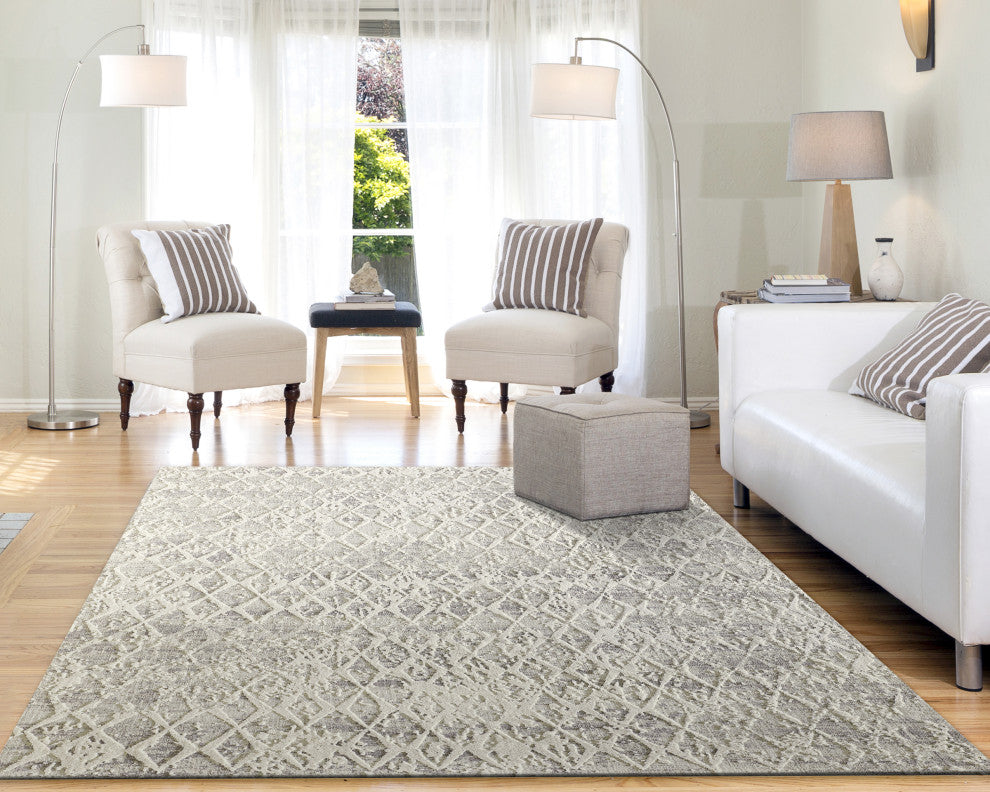 Quartz 27039-111 Area Rug, Ivory And Silver, 2'2"x7'7" Runner
