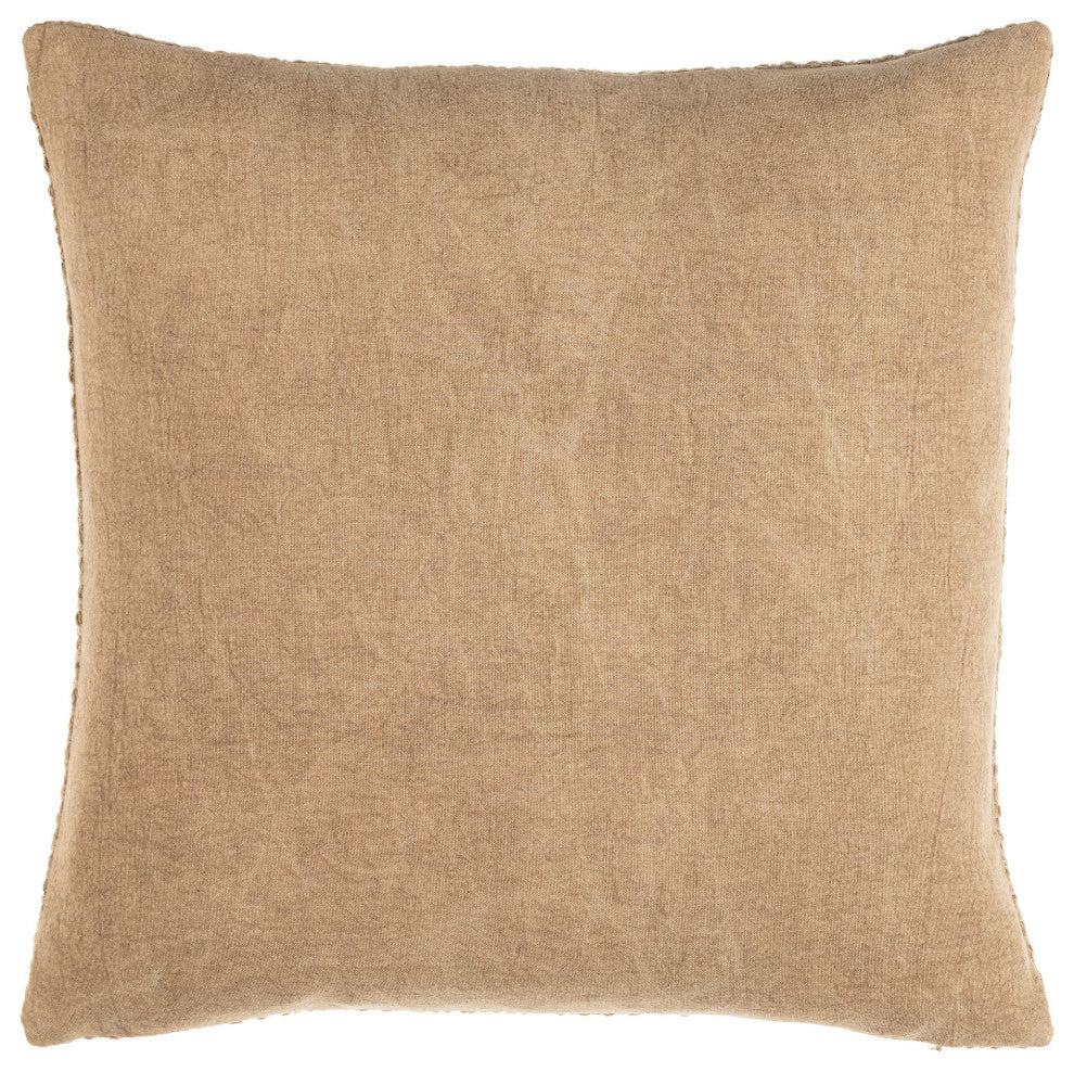 Surya Washed Texture Beige Pillow Shell With Polyester Insert 20"H X 20"W