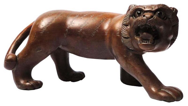 Handcrafted Boxwood Chinese Zodiac Lucky Feng Shui Tiger Figure hvs481