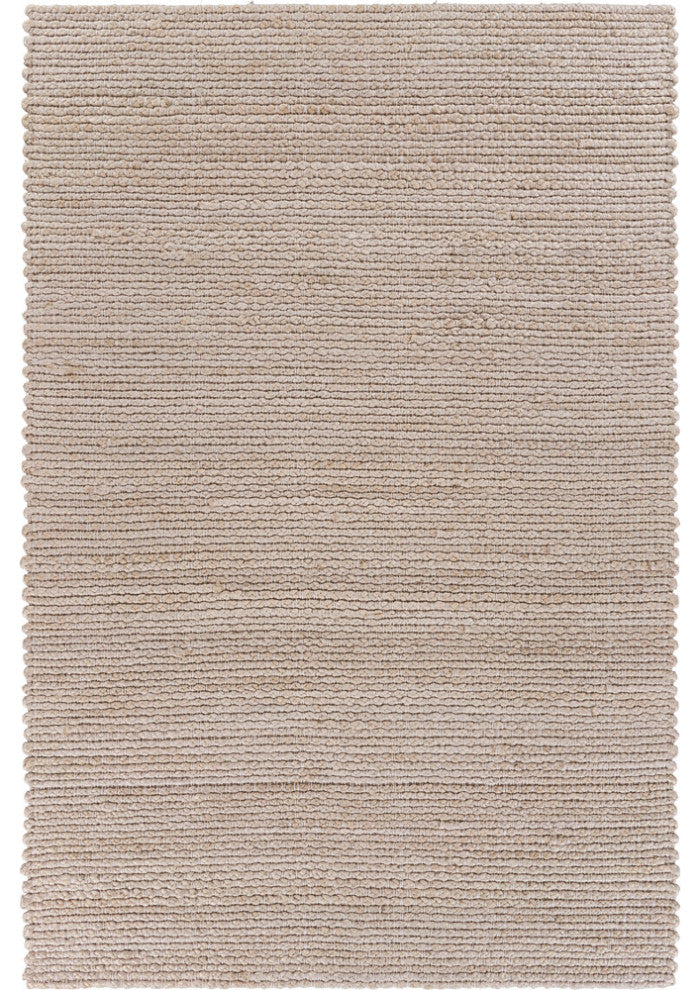 Contemporary Organic Jute Area Rug, Ivory, 9"x12"