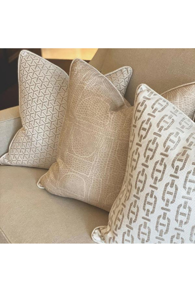 Snakeskin Print Square Cushion | Andrew Martin Curzon, Light Brown