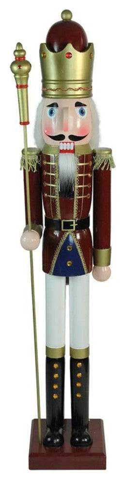 48" Decorative Red King Wooden Christmas Nutcracker with Scepter