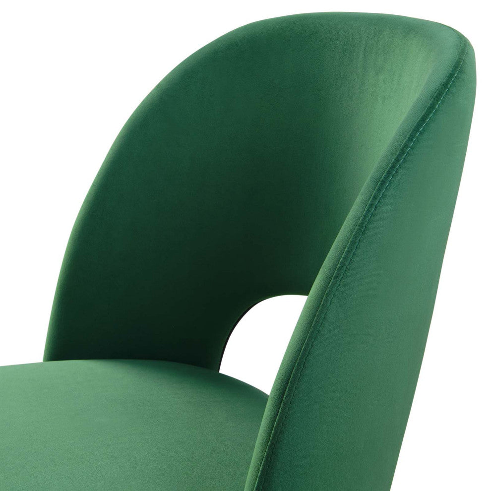 Side Dining Chair, Velvet, Green, Modern, Cafe Bistro Restaurant Hospitality
