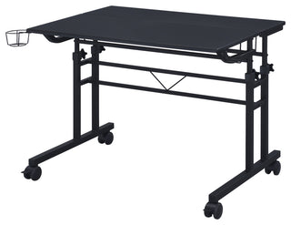Rolling Writing Desk With Height Adjustable Desktop, Black