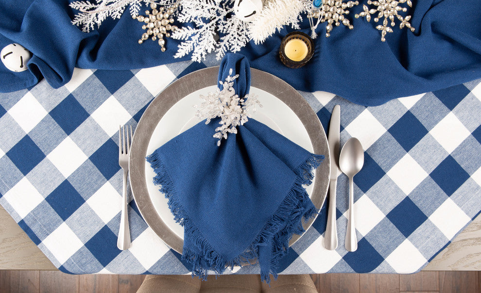 Navy Buffalo Check Tablecloth, 60"x104"