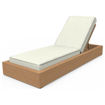 Brixton Chaise Lounge, Wire Brushed Natural Teak Wood, Canvas Natural