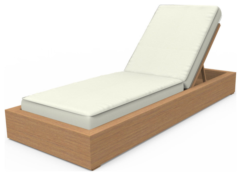 Brixton Chaise Lounge, Wire Brushed Natural Teak Wood, Canvas Natural