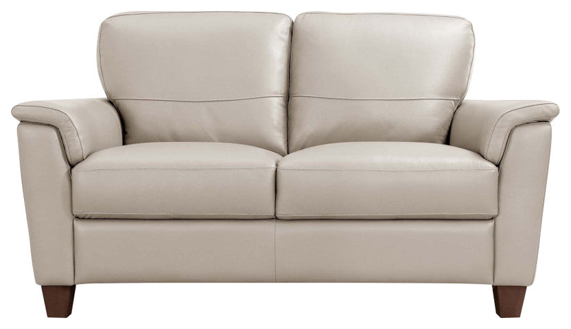 62"L Leather Upholstery Loveseat, Beige