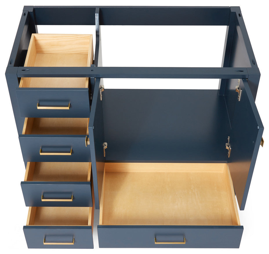ARIEL Cambridge 42" Right Offset Single Sink Bathroom Vanity Base Midnight Blue