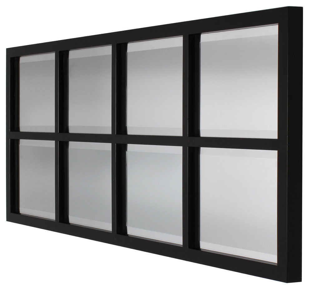 Stryker Windowpane Framed Wall Mirror, Black