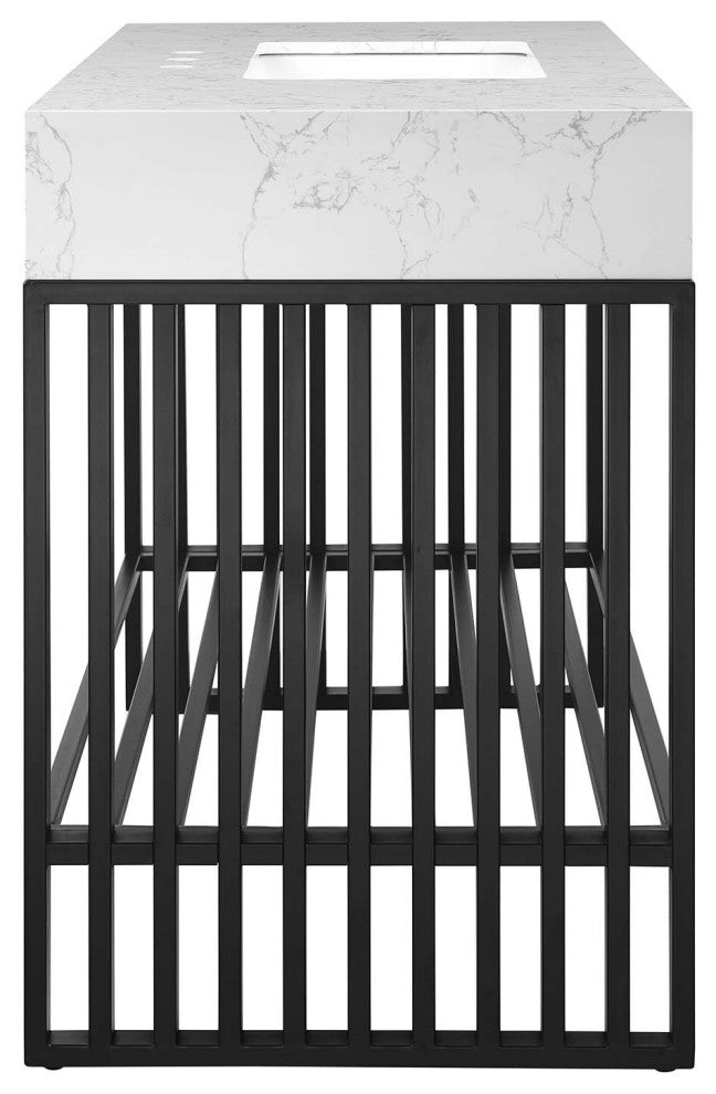 Gridiron 48" Bathroom Vanity, White Black
