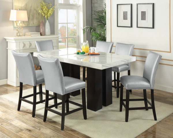 Camila Black Counter Chair, Set of 2, Silver