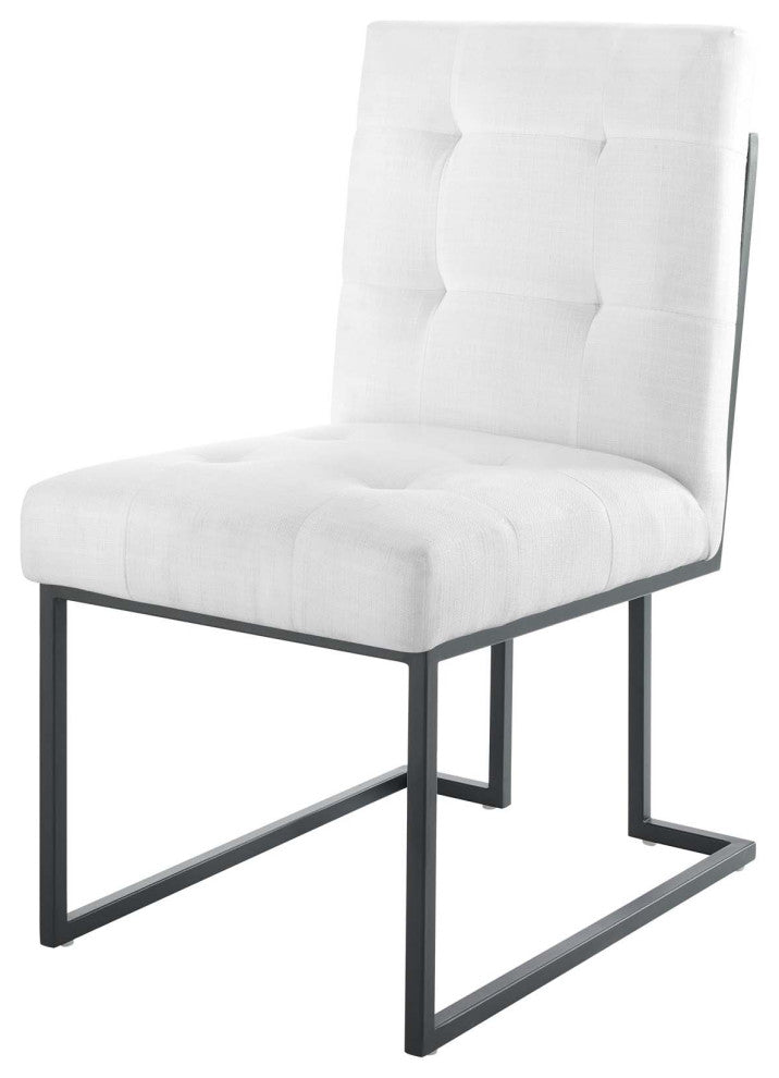 Side Dining Chair, Set of 2, Fabric, Metal, Black White, Cafe Bistro Restaurant