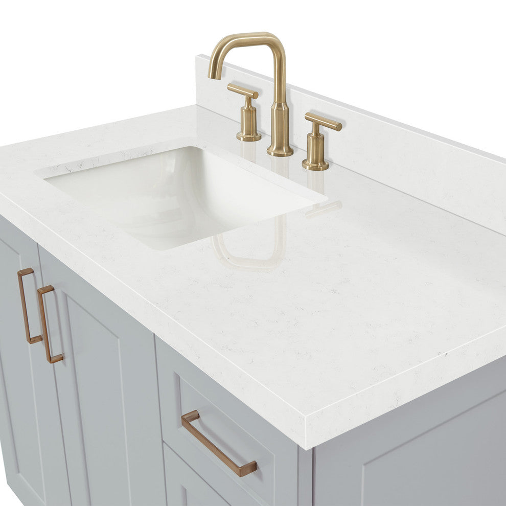 Ariel Taylor 42" Left Offset Single Rectangular Sink Bathroom Vanity