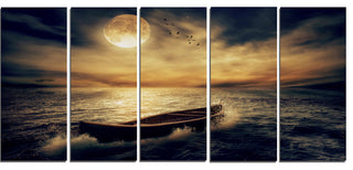 Middle of Ocean after Storm, Floral Canvas Art Print, 60"x28", 5 Panels