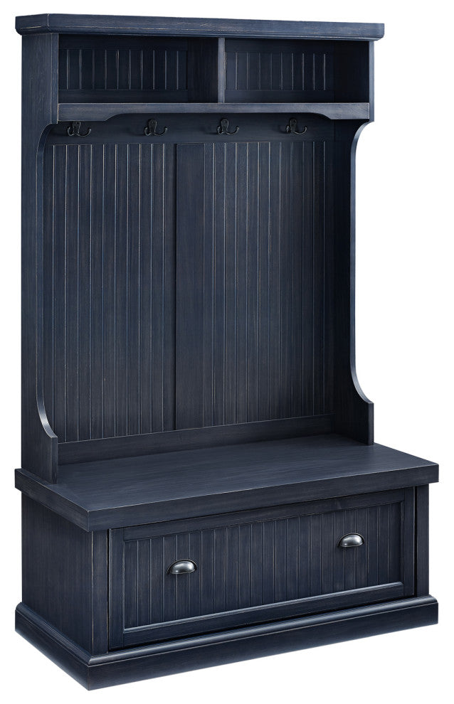 Seaside Hall Tree, Distressed Navy Finish