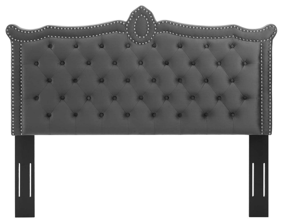 Louisa Tufted Performance Velvet King/California King Headboard, Charcoal