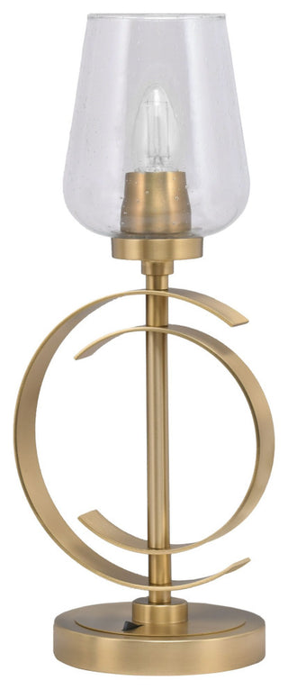 1-Light Table Lamp, New Age Brass Finish, 5" Clear Bubble Glass