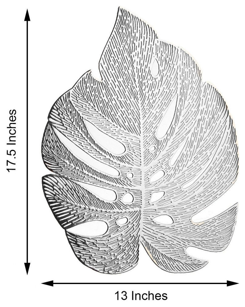 6 Tropical Monstera Leaf 18" Metallic Vinyl Round Table Placemats