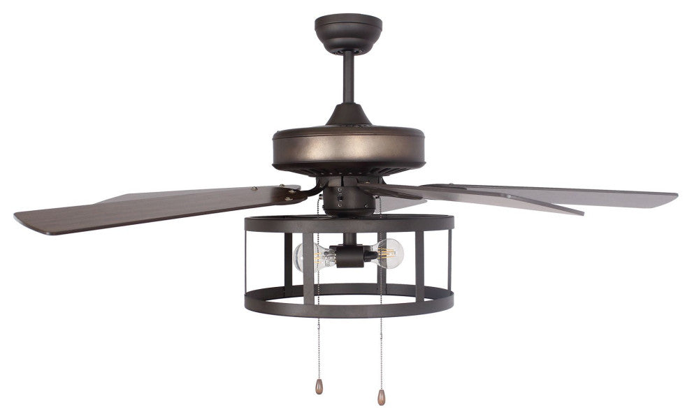 52 in Modern Ceiling Fan with Remote Control in Black
