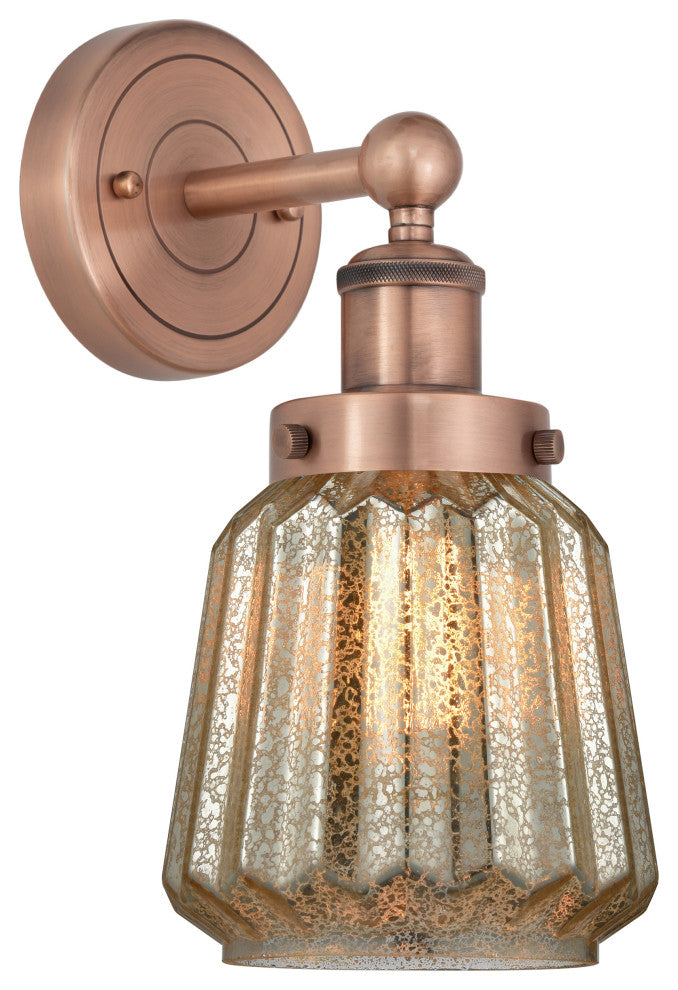 Edison Chatham 1-Light 7" Sconce, Antique Copper Finish, Clear Shade