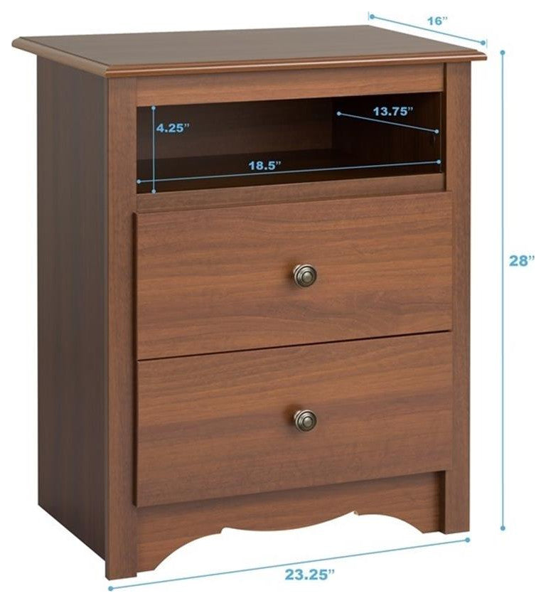 Prepac Monterey Cherry Tall 2 Drawer Night Stand