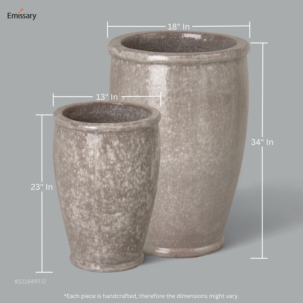 Round Planter, Gray Lg 18X27"H