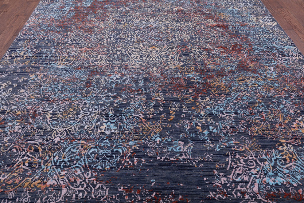 Wool and Silk Hand-Knotted Modern Rug 9' 1" X 12' 0" Q9253