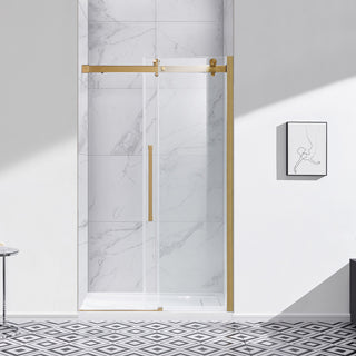Bel Soft-Close Frameless Sliding Soft Close Shower Door, Gold, 48"