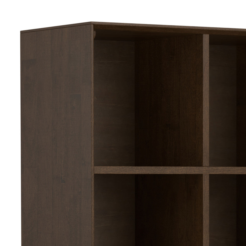 Banting Solid Hardwood 9 Cube Bookcase With Drawers, Walnut Brown