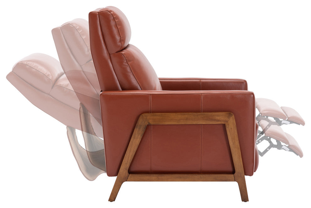 Reed Leather Push Back Recliner, Caramel