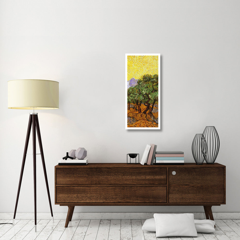 "Olive Trees With Yellow Sky And Sun (right)" Print by Vincent van Gogh, 17"x38"