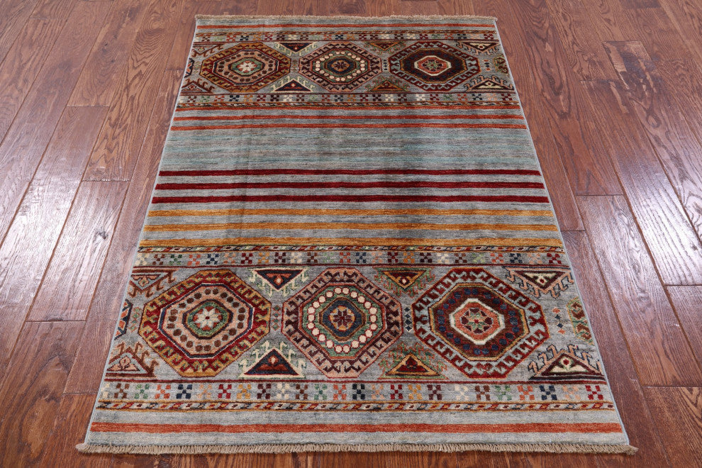 3' 4" X 4' 10" Khorjin Super Kazak Handmade Wool Rug - Q12315